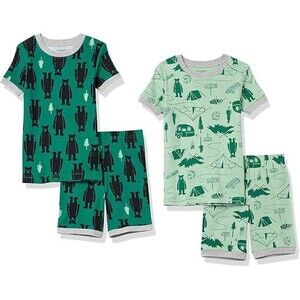 Amazon Essentials 2 Pair 4T Toddler Snug-fit Cotton Pajamas Sleepwear Green Sets